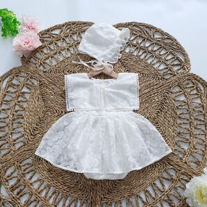 新品 ベビードレス お食い初め お宮参り ロンパース ワンピース 結婚式 女の子 退院着 新生児 花柄 ベビー服