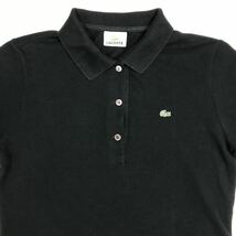 ● LACOSTE ラコステ　半袖ポロシャツ　日本製　レディース　42 XL(実測Mサイズくらい) ブラック　ファブリカ　28-182a_画像2