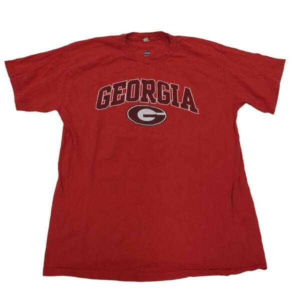 NCAA GEORGIAカレッジロゴプリント半袖Ｔシャツ春夏赤メンズL　c4