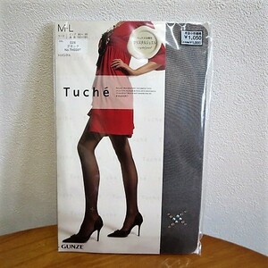 【新品】Tuche(トゥシェ)　パンティストッキング　M-L　ブラック　ラメ　クリスタルジュエル　つま先スルー　日本製　グンゼ　