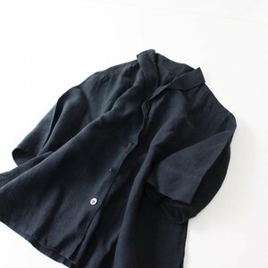 マーガレットハウエル MARGARET HOWELL 2020SS SOFT LINEN ショールカラー ブラウス 1/チャコールグレー トップス リネン【2400013495011】