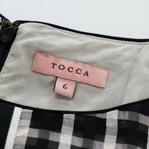 トッカ TOCCA 美品 洗える ARABESQUE ドレス 6/ブラック チェック リボン フレア ワンピース 定価3.7万【2400013496605】の画像10