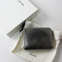 セリーヌ CELINE コンパクトジップウォレット/シルバー メタリック コインケース 財布 小銭入れ【2400013501422】_画像1