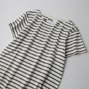 エムエイチエル マーガレットハウエル MHL. MARGARET HOWELL ボーダーコットンTシャツ 2/生成り 半袖【2400013502900】