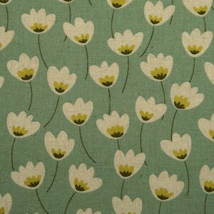  cotton flax canvas cloth retro flower print rental remainder . floral print mint 50cm