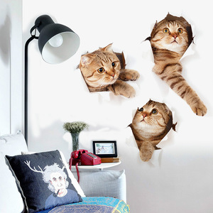 ウォールステッカーB89　猫　3D 癒し　cat にゃんこ　壁デコレーション