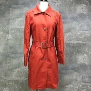 ■Tommy Hilfiger/トミーヒルフィガー コート トレンチコート　ベルト付 オレンジ 綿100％ M レディース ｃ1921K68