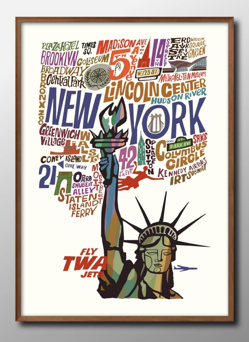 12811■Free Shipping!!Art Poster Painting A3 Size New York Statue of Liberty America Illustration Design Scandinavian Matte Paper, residence, interior, others