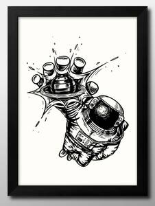 Art hand Auction 12225■Free shipping!!Art poster painting A3 size Astronaut NASA illustration Scandinavian matte paper, residence, interior, others
