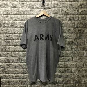 00s 米軍 実用 U.S.ARMY ビッグロゴ 半袖Tシャツ Tee Logo 半袖カットソー トップス ミリタリー グレー メンズ 大きめサイズ XLサイズ