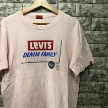 Levi's リーバイス 半袖Tシャツ プリントTシャツ DENIM FAMILY デニムファミリーTシャツ ピンク メンズ スモールe カットソー Lサイズ_画像2