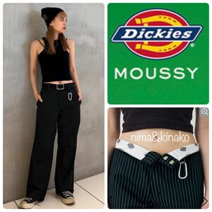 MOUSSY×DICKIES（R）KNEE SLIT パンツ　　ストライプ　ネイビーブラック　新品タグ付き