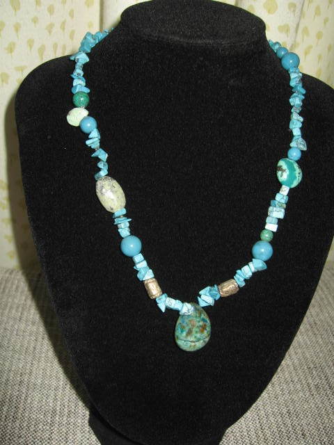 ◆Necklace◆Handmade◆Stone◆Men's◆Women's◆Vintage style◆Turquoise color◆Indian◆Talisman◆Talisman◆, beadwork, beads, natural stone, semi-precious stones