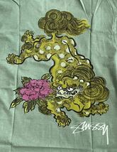 STUSSY Tシャツ サイズM グリーン 緑 洗い加工 シーサー 沖縄 完売品 当時物_画像4
