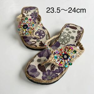 * free shipping * new goods A38 sandals 23.5~24 ethnic Asian Hawaiian zori yukata beach sandals resort 
