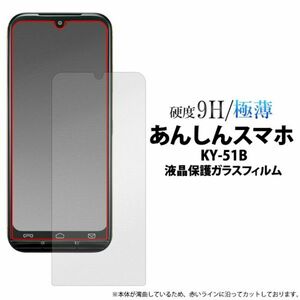 あんしんスマホ KY-51B用液晶保護ガラスフィルムクリーナーシートつき