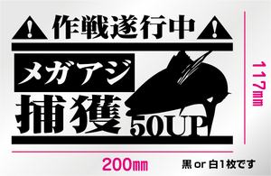 釣りステッカー 「釣りステッカー　メガ鯵 捕獲作戦遂行中！」　アジング　船釣り　カゴ釣り　ソルトフィッシング