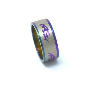 ★特価♪　Ｅ3　16号　ステンレスリング　指輪　レインボー　トライバルデザイン