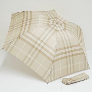 折りたたみ傘 BURBERRY バーバリー USED美品 チェック ベージュ 55cm KR FA8274