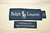 Y-6404★送料無料★超美品★Ralph Lauren ラルフローレン YARMOUTH★ベージュ ポニーロゴ刺繍 半袖 B/D オックスフォードシャツ ＸＬ_画像5