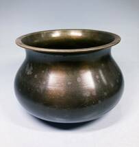 唐銅 浄益 刻印 建水 茶道具 エフゴ形 銅製 銅器 煎茶道具 古銅 時代 古美術品 けんすい_画像3