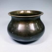 唐銅 浄益 刻印 建水 茶道具 エフゴ形 銅製 銅器 煎茶道具 古銅 時代 古美術品 けんすい_画像2