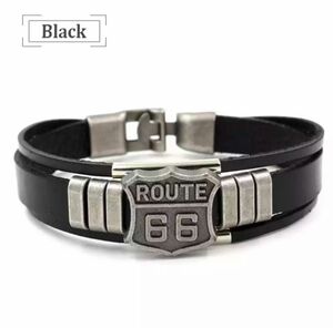 【新品】レザーブレスレット　ルート66 ROUTE66　ブラック