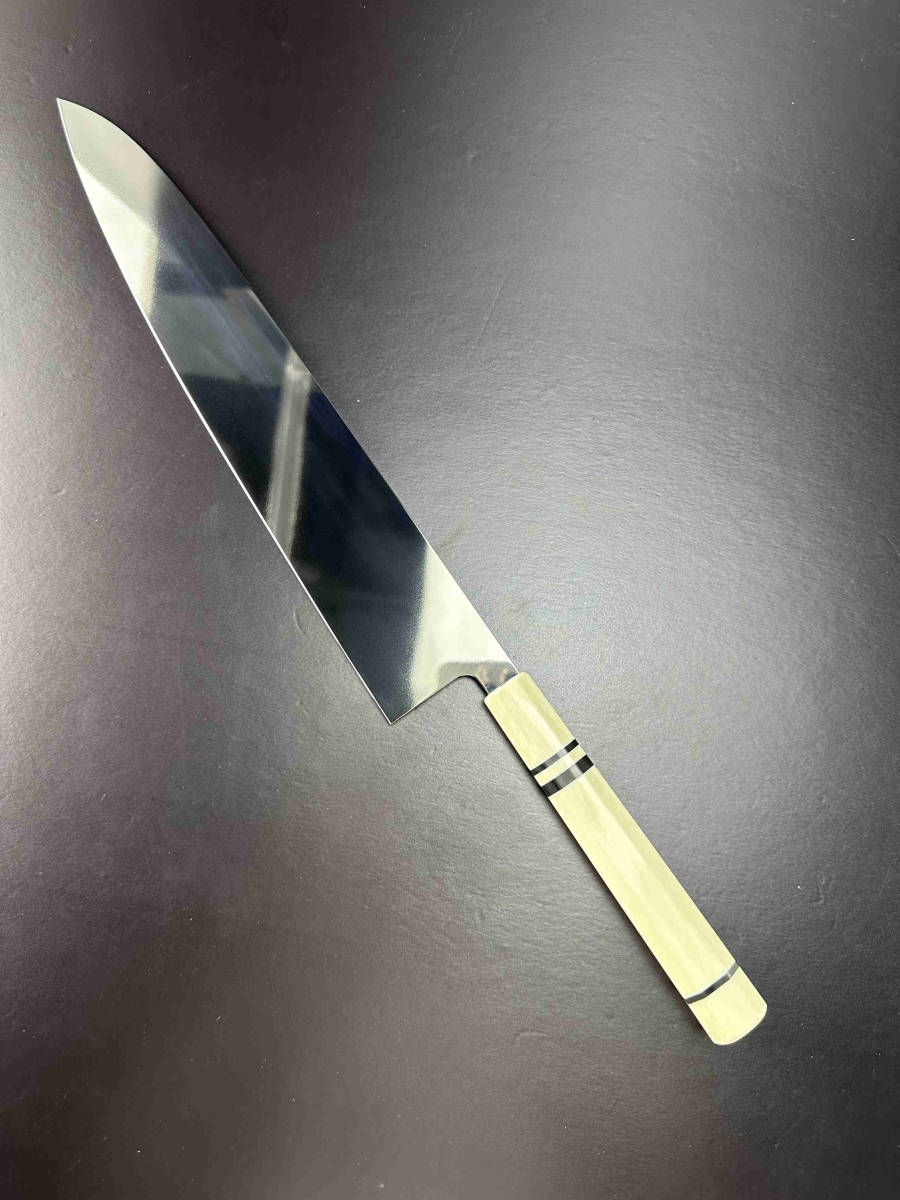 梵静刃物高光沢度鏡面仕上げ(完全手研ぎ)尺一V金10号特大牛刀両刃
