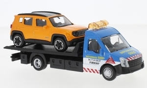 1/43ibekotei Lee loading car Jeep renegade Iveco Daily Transporter with Jeep Renegade 1:43 Bburago packing size 60