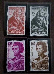 スペイン領サハラ　1953 民族楽器　民族音楽　4完 未使用糊あり