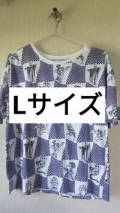 Lサイズ★ユニクロ×アリス・イン・ワンダーランド 時間の旅 総柄 Tシャツ ディズニー ハロウィン