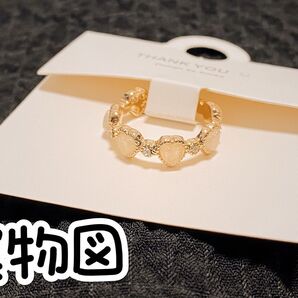 レディース韓国大人気指輪 インスタファッション かわいいリング ハート ジルコニア 天然石 フリーサイズ