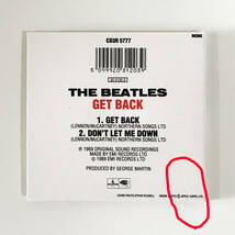 【送料無料！】THE BEATLES ザ・ビートルズ「Get Back ゲット・バック」CDシングル 8cmCD 紙ジャケット_画像3