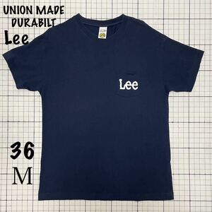 リー【Lee】ユニオンメイド【UNION MADE DURABILT】半袖ポケットTシャツ デニム人気 36Ｍサイズ ネイビー×ホワイトロゴ/紺白 レア？希少？