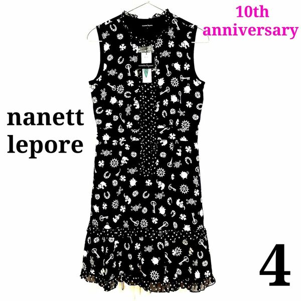 希少限定新品☆nanett lepore☆定価29,800円☆10周年限定 ラッキー柄 シフォン ワンピース 4 