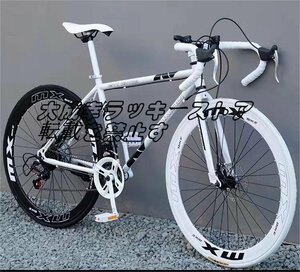 品質保証 ロードバイク高炭素鋼フレーム ダブルディスクブレーキ 初心者自転車ロードバイク アウトドアソリッドタイヤ F1551