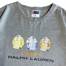 国内正規 CHAPS RALPH LAUREN チャップス ラルフローレン 半袖 プリント ロゴ Tシャツ コットン トップス カットソー 古着 M グレー_画像2