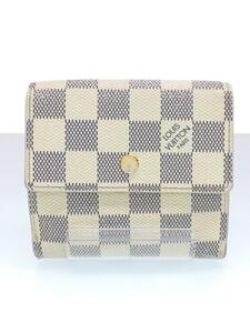 LOUIS VUITTON◆ポルト・フォイユ・エリーズ_ダミエ・アズール_WHT/PVC/ホワイト/メンズ/N61733