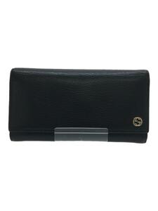 GUCCI◆長サイフ_インターロッキングG/レザー/BLK/メンズ