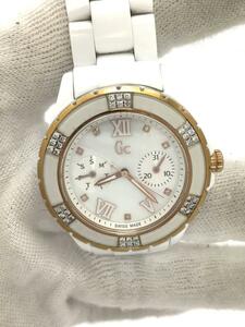 Gc WATCHES◆クォーツ腕時計/アナログ/ホワイト/WHITE CERAMIC ROSE DIAMOND SPORT