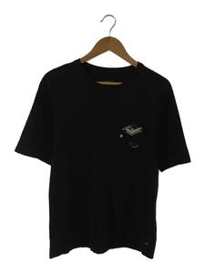 FENDI◆FENDI BLACK T-SHIRT WITH LOGO/Tシャツ/S/コットン/ブラック/FY0936 AL38