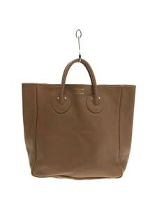 YOUNG & OLSEN◆EMBOSSED LEATHER TOTE/エンボスレザートート/トートバッグ/レザー/BRW/無地