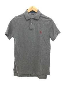 POLO RALPH LAUREN◆ポロシャツ/S/コットン/グレー/CUSTOM FIT/カスタムフィット/半袖ポロシャツ/メッシュ