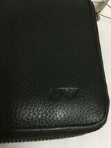 ARMANI JEANS◆ラウンドジップ長財布/レザー/黒_画像3