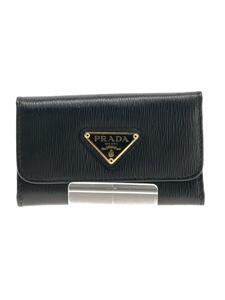 PRADA◆PRADA/キーケース/レザー/BLK/GLD/レディース/三つ折り