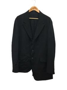 yohji yamamoto POUR HOMME◆テーラードジャケット/2/ウール/BLK/無地/20AW/GABARDINE PEAK UNBALANCE JA