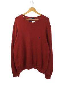 POLO RALPH LAUREN◆セーター(薄手)/XL/コットン/RED/無地