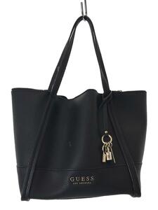 GUESS◆HEIDI SMALL TOTE/ハンドバッグ/フェイクレザー/BLK/無地