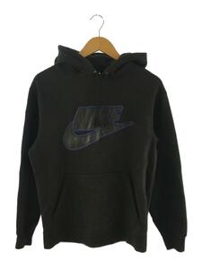 NIKE◆19AW/Leather Applique Hooded Sweatshirt/S/コットン/BLK