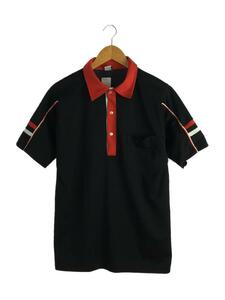 HILTON◆推定70s/青タグ/ボウリングシャツ/半袖ポロシャツ/XL/ポリエステル/BLK